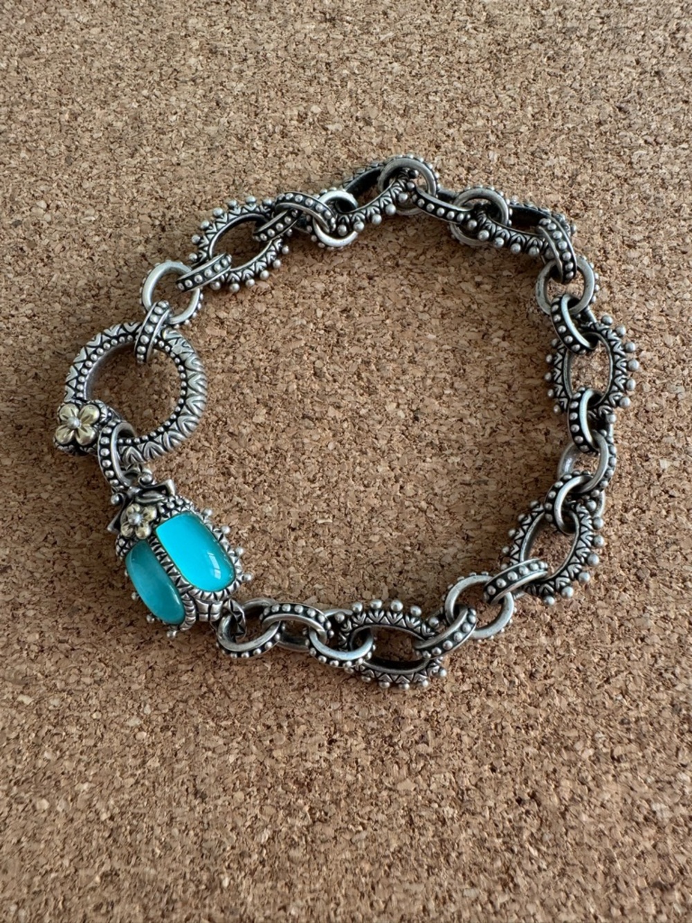 BARBARA BIXBY Turquoise Silver Link Bracelet